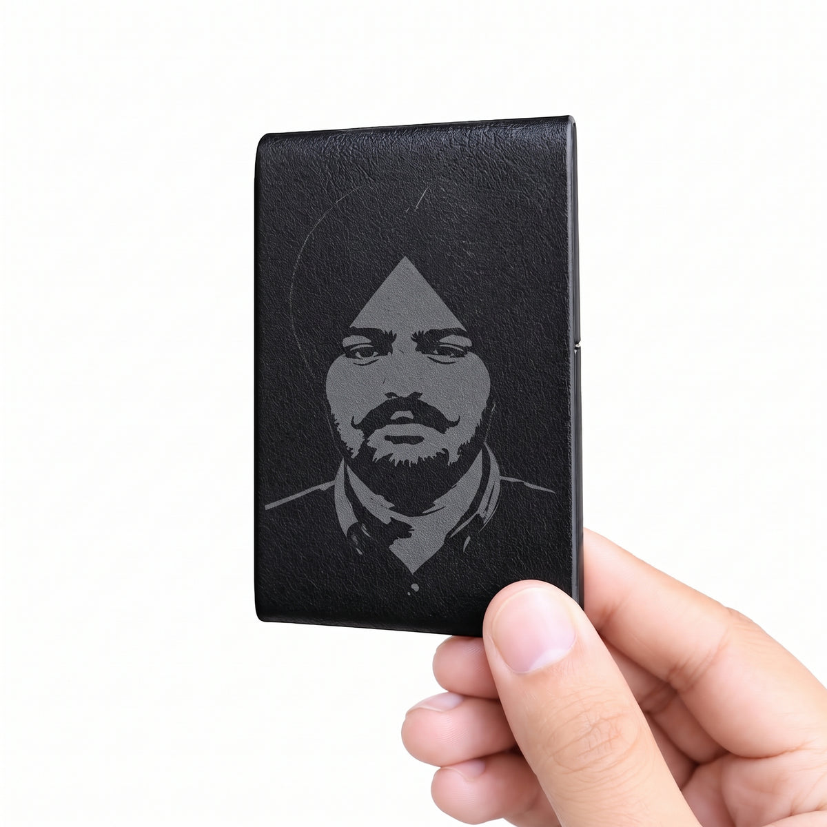 Custom Engraved Leather & Stainless Steel Business Card Holder | Personalized Slim Wallet
