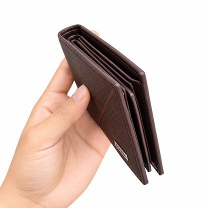 Bogesi Men's Classic Textured Leather Bifold Wallet with Gift Box