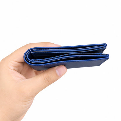 DOUX Leather Men's Slim Blue Bifold Wallet