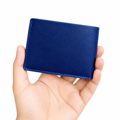 DOUX Leather Men's Slim Blue Bifold Wallet