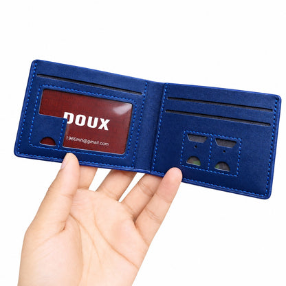 DOUX Leather Men's Slim Blue Bifold Wallet