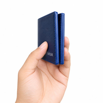 DOUX Leather Men's Slim Blue Bifold Wallet
