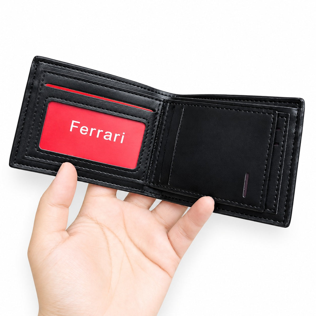 Ferrari Men's Black Textured Leather Bifold Wallet