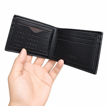 Ferrari Men's Black Textured Leather Bifold Wallet