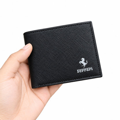 Ferrari Men's Black Textured Leather Bifold Wallet