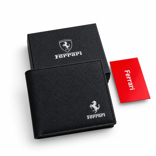 Ferrari Men's Black Textured Leather Bifold Wallet