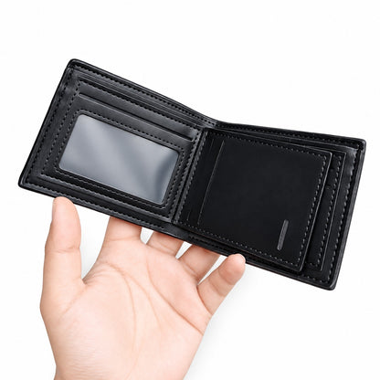 Gucci Style Men's Black Embossed Leather Bifold Wallet