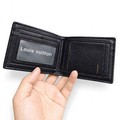 Louis Vuitton Style Men's Monogram Eclipse Bifold Leather Wallet