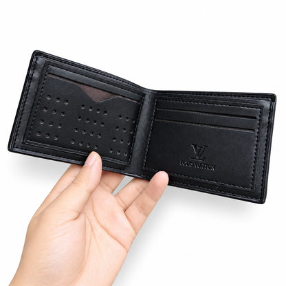 Louis Vuitton Style Men's Monogram Eclipse Bifold Leather Wallet